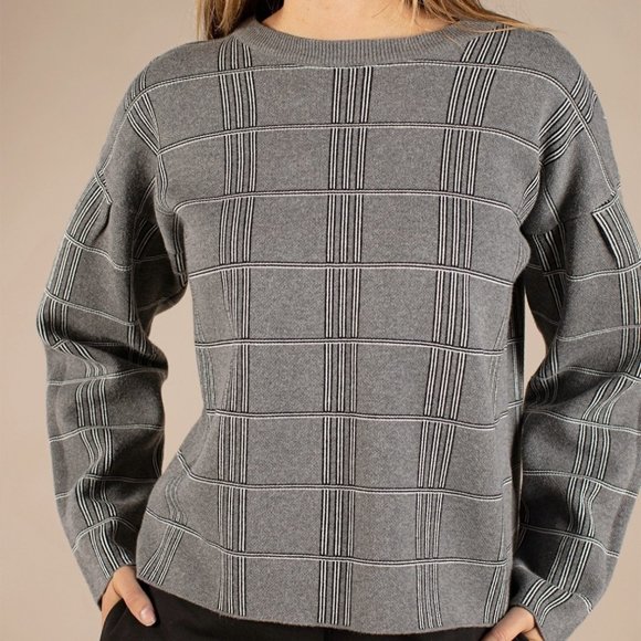 Grey Windowpane Sweater - Picture 9 of 10